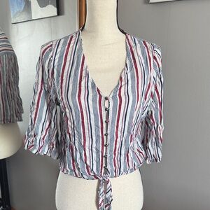 URBAN Romantics Striped Button-Down Blouse